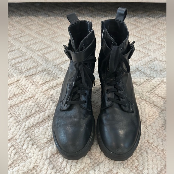 Mango 100% Leather Combat Boots - Picture 2 of 3